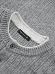 Men's Casual Henley Neck Faux Two-Piece Knit Top