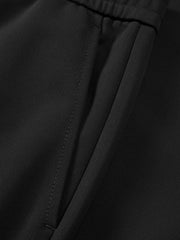 Men's Casual Silk-Blend Black Tapered Pants
