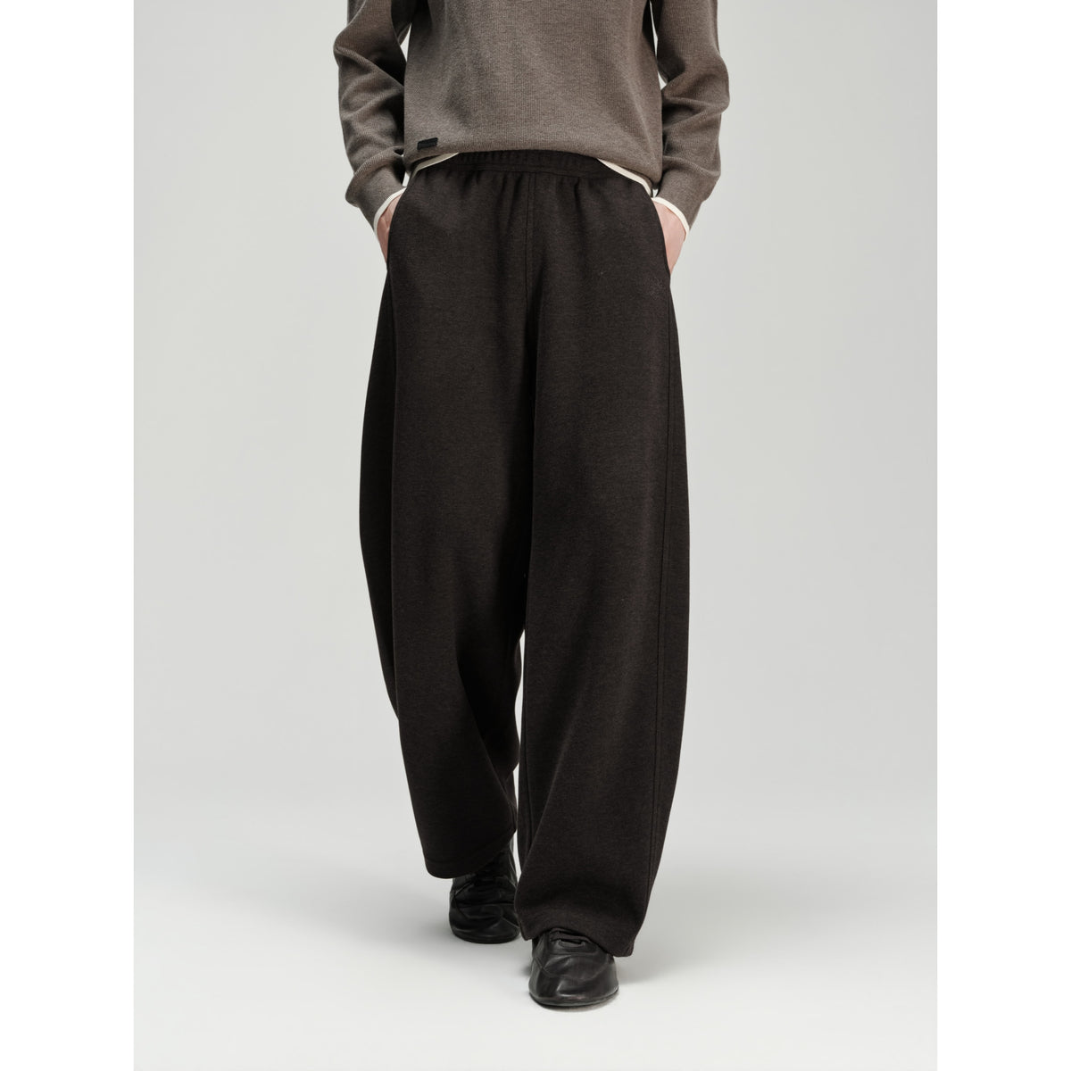 Men's Casual Warm Acetate-Wool Wide-Leg Sweatpants