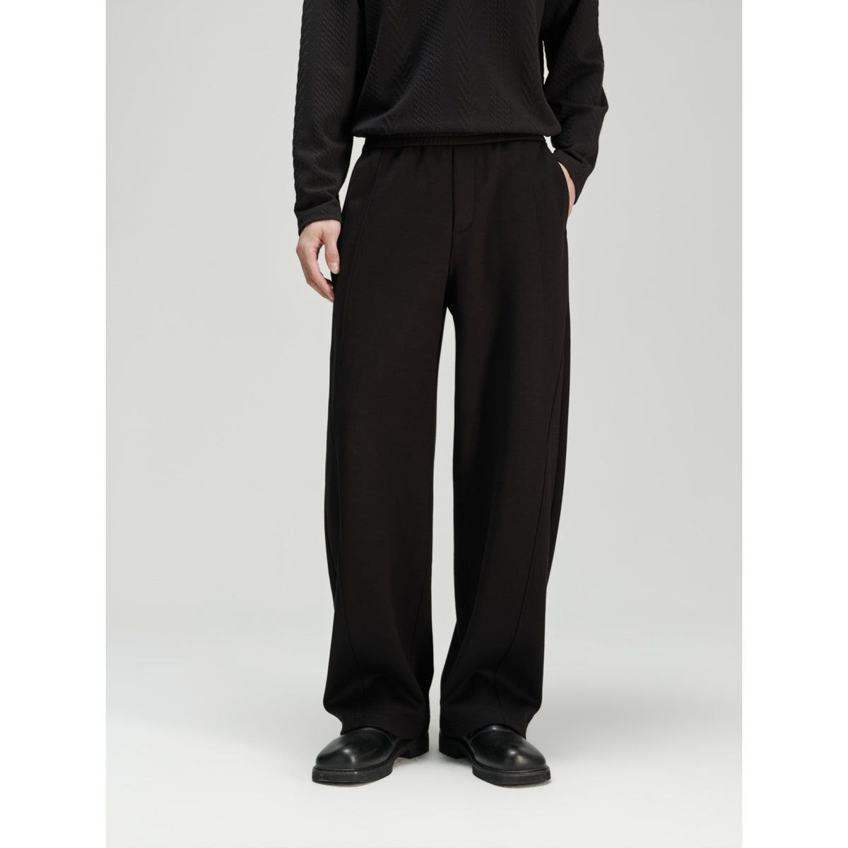 Men's Casual Commuter Warm Wide-Leg Black Pants