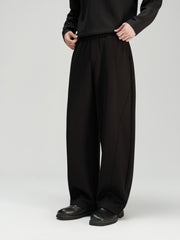 Men's Casual Commuter Warm Wide-Leg Black Pants