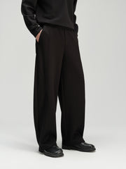 Men's Casual Commuter Warm Wide-Leg Black Pants