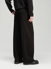 Men's Casual Commuter Warm Wide-Leg Black Pants