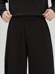 Men's Casual Commuter Warm Wide-Leg Black Pants