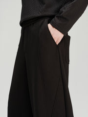 Men's Casual Commuter Warm Wide-Leg Black Pants