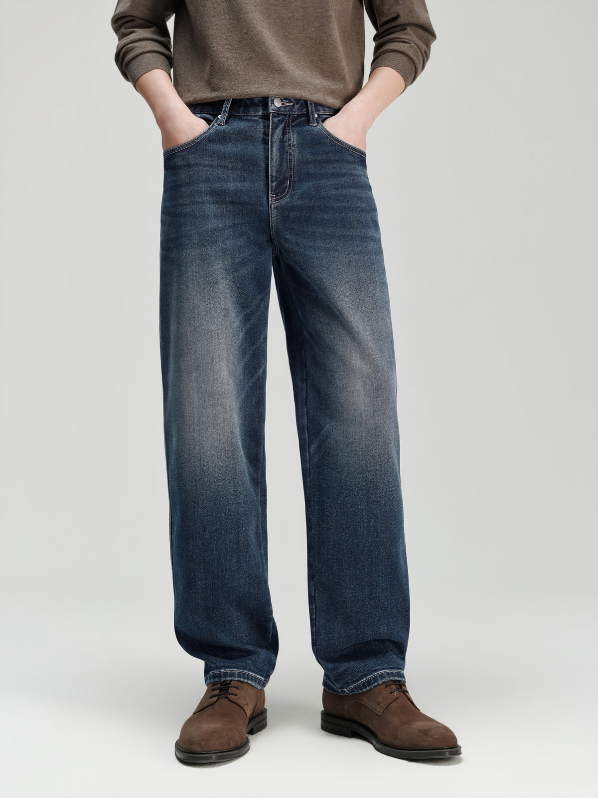 Men's Casual Solid Vintage-Wash Jeans