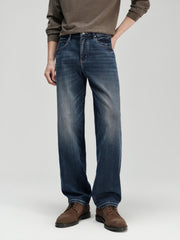 Men's Casual Solid Vintage-Wash Jeans