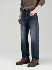 Men's Casual Solid Vintage-Wash Jeans