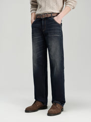 Men's Casual Solid Vintage-Wash Jeans