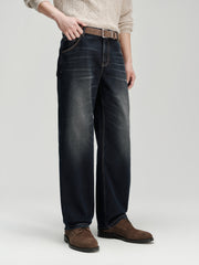 Men's Casual Solid Vintage-Wash Jeans