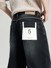 Men's Casual Solid Vintage-Wash Jeans