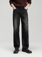Men's Casual Solid Vintage-Wash Jeans