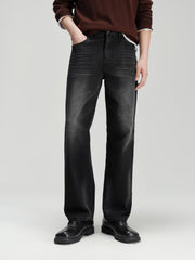 Men's Casual Solid Vintage-Wash Jeans
