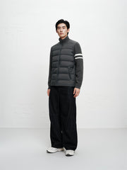 Men's Knit-Panel Lightweight Stand-Collar Goose Down Jacket