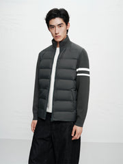 Men's Knit-Panel Lightweight Stand-Collar Goose Down Jacket