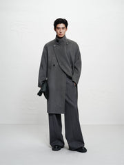 Men's Relaxed Camel Hair-Blend Double-Face Wool Coat