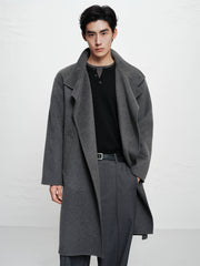 Men's Relaxed Camel Hair-Blend Double-Face Wool Coat