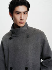 Men's Relaxed Camel Hair-Blend Double-Face Wool Coat