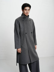 Men's Relaxed Camel Hair-Blend Double-Face Wool Coat