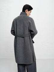 Men's Relaxed Camel Hair-Blend Double-Face Wool Coat