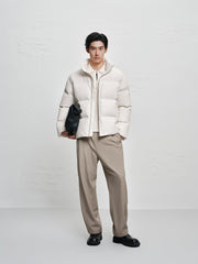 Men's Allover Letter Embossed Down Jacket