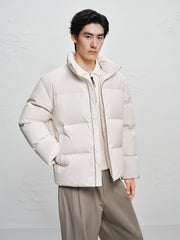 Men's Allover Letter Embossed Down Jacket