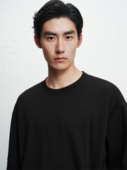 Men's Solid Pullover Sweatshirt with Elastic Hem