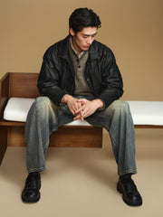 Men's Casual Waxed-Fabric Jacket