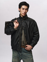 Men's Casual Waxed-Fabric Jacket