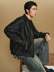 Men's Casual Waxed-Fabric Jacket