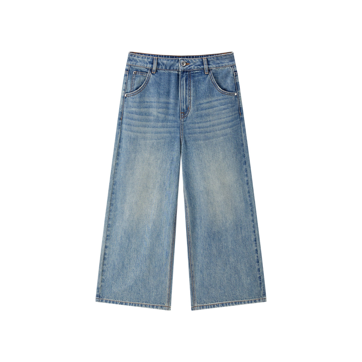 Women's Casual Wide Leg Cropped Straight Jeans
