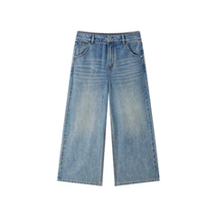Women's Casual Wide Leg Cropped Straight Jeans