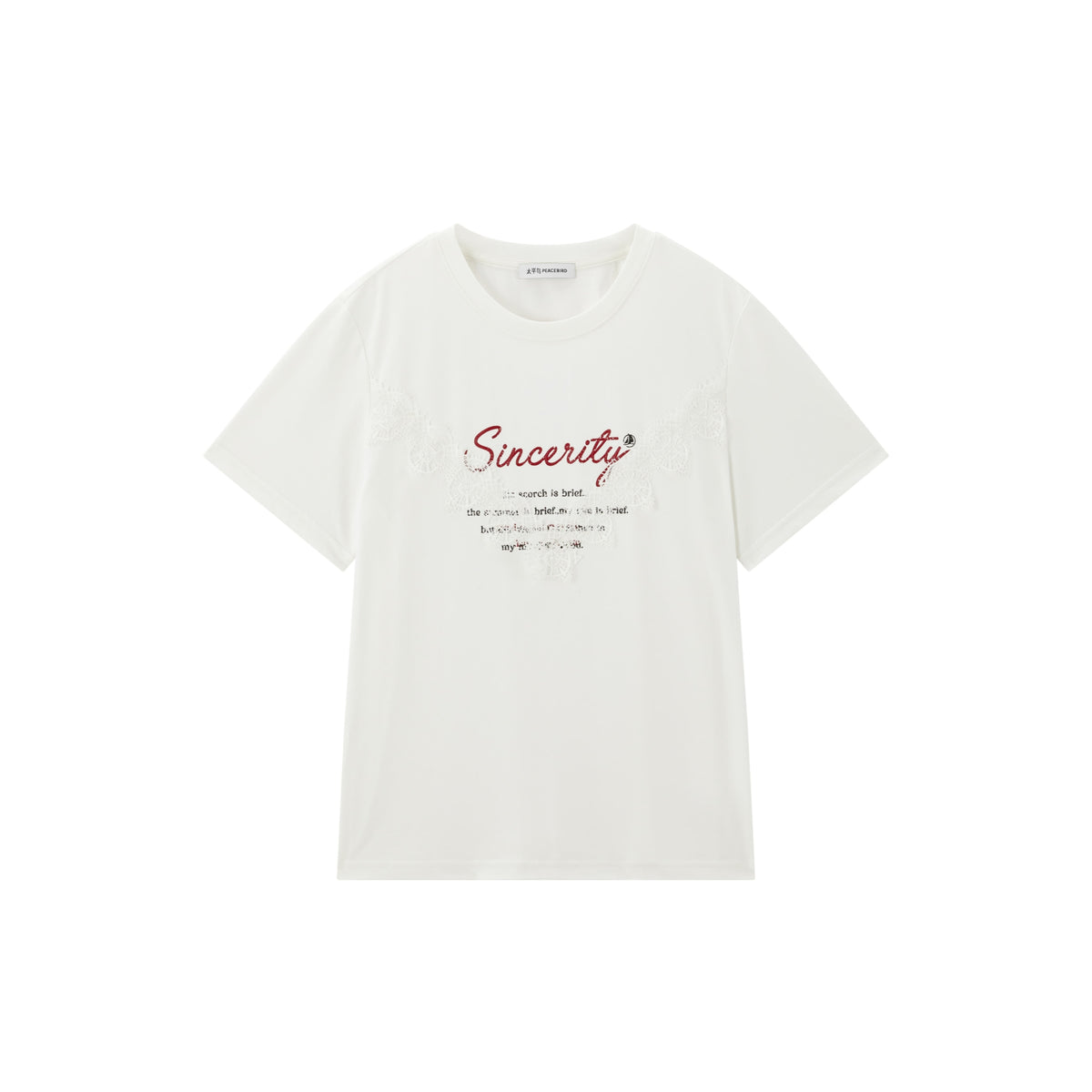Women's Casual Lace Patchwork Letter  T-Shirt
