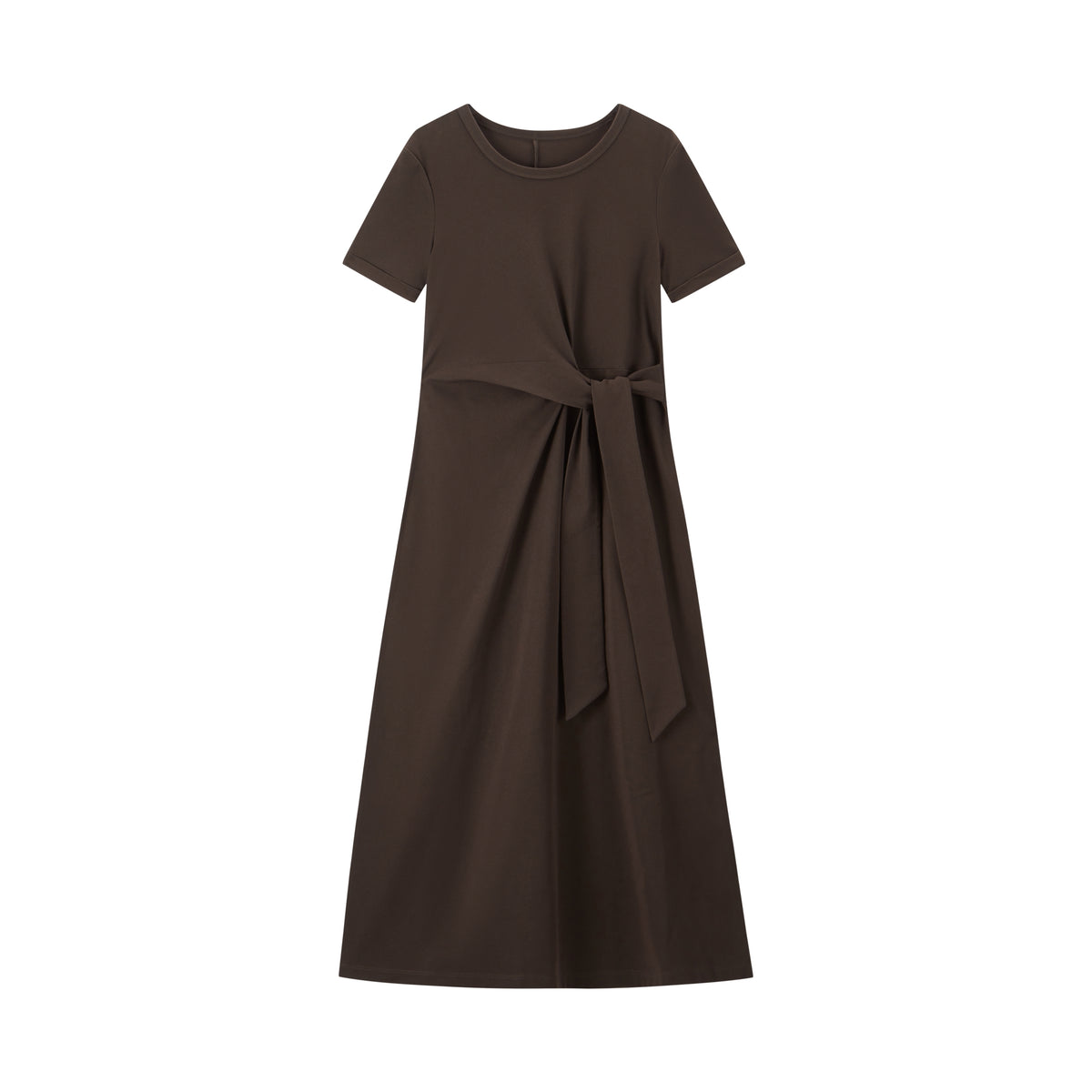 Women's Solid Knit Dress with Tie-Waist Detail