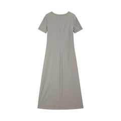 Women's Solid Knit Dress with Tie-Waist Detail