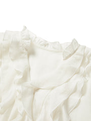 Women's Tencel Sheer Ruffle Long-Sleeve Shirt