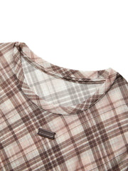 Women's Casual Plaid Waist-Gathered Skin Jacket