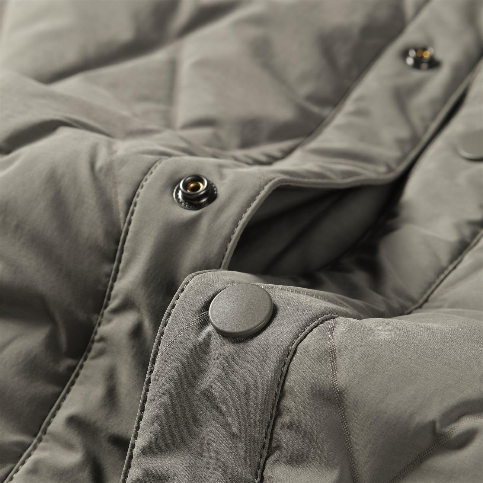 Men's Grey Long Quilted Puffer Jacket