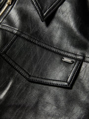 Women's Vintage Edgy Bubble Leather Jacket