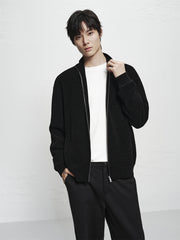 Men's Chenille Jacquard Zip-Up Cardigan