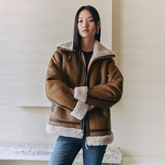 Women's PU Fleece Patchwork Jacket