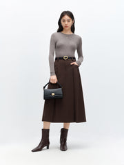 *US Final Sale*Women's Pleated A Line Midi Skirt
