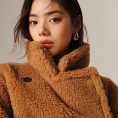 Women's Oversized Alpaca Textured Coat