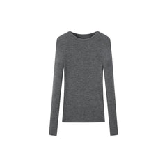 Women's Dark Gray Round Neck Wool Pullover