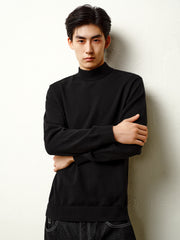 Men's Black Mock Neck Pullover