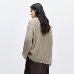 Women's Coffee Textured Knit Pullover