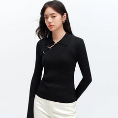 Women's Chinese Style Skinny Knit Pullover