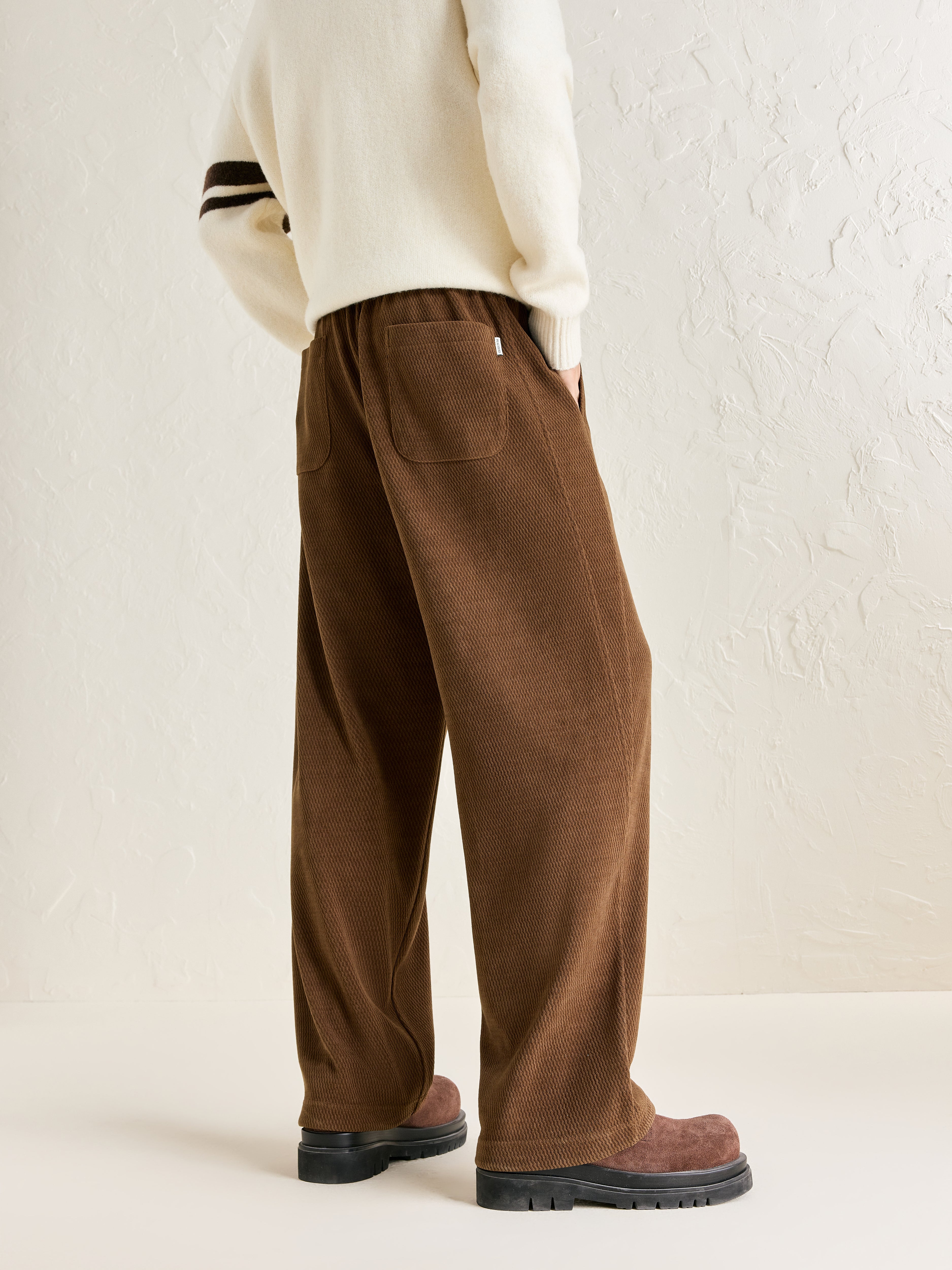 Men's Drawstring Textured Straight Pants