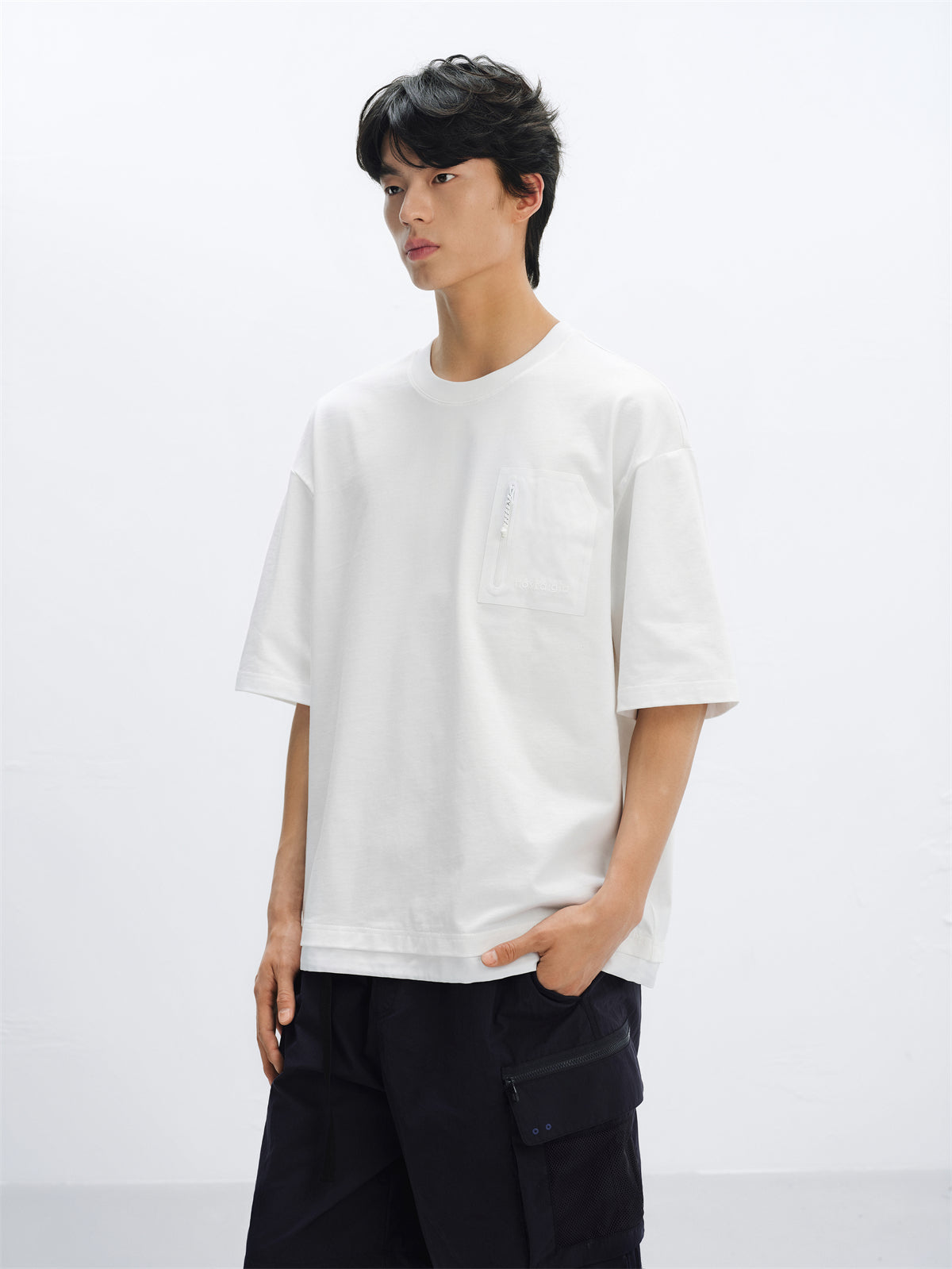 Men's White Utility Pocket Oversized T-Shirt