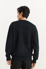 Men's Black Striped Textured Pullover